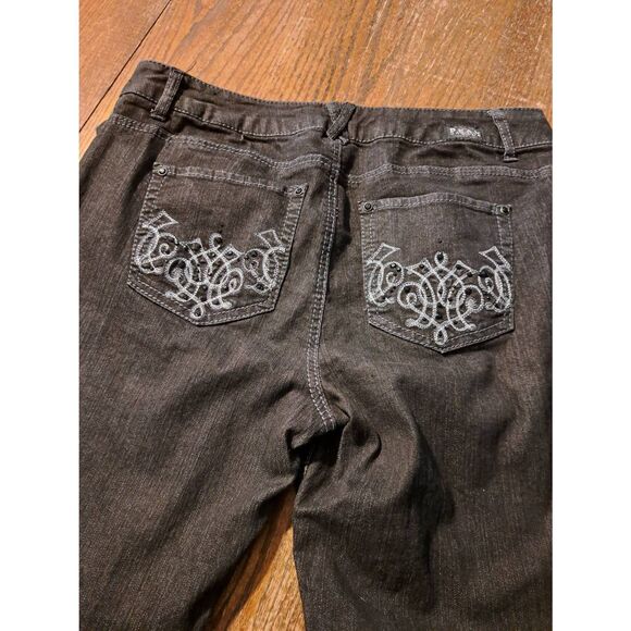 Beau Dawson Black Denim Jeans Womens Size 16 Silver Black Embellishments Bootcut - Picture 5 of 5